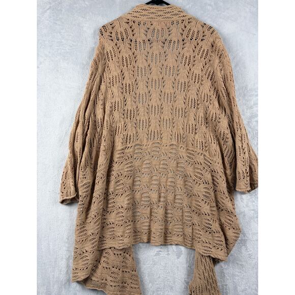 Woman Within Open-Front Pointelle Cardigan – Neutral Beige – Size 30 Plus - Picture 8 of 9